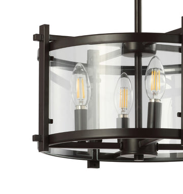 Hampdon 15" Iron/Glass Modern Drum LED Flush Mount - JONATHAN Y